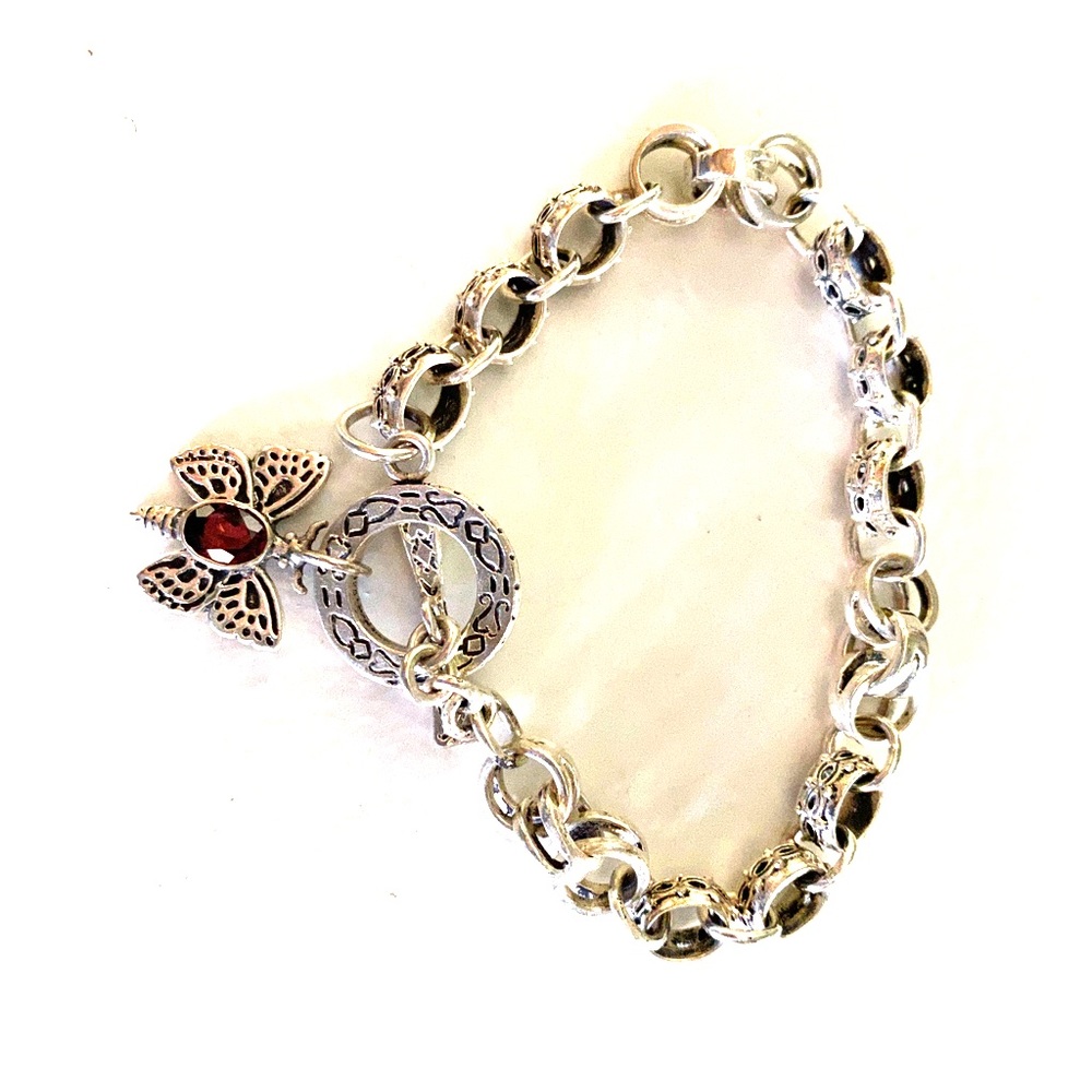Butterfly charm silver bracelet